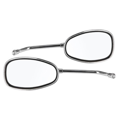 2Pcs Set Motorcycle Black L Bar & R Bar Retro Side Rearview Mirror 10mm