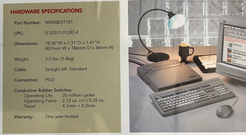 New Toshiba NoteWorthy 104-Key Enhanced PS/2 W95 Keyboard 6ft Cable, NWKBEXT101 - Image 3 of 4