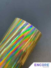 Encore EFX21 Glossy Rainbow Gold Holographic Adhesive Vinyl - MADE IN USA