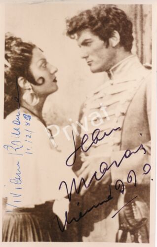 100% Original Autogramm Viviane Romance Schauspielerin und  Jean Marais 1.03 - Afbeelding 1 van 1