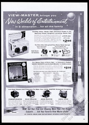 1959 View-Master Moon Rockets starter set lighted viewer 3 projector ...