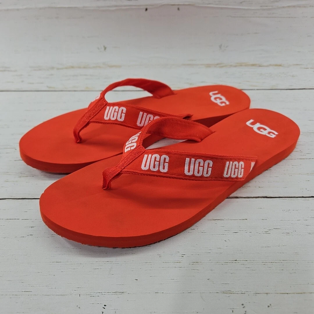 Sandali infradito Ugg grafici arancioni da donna taglia 10 imbottiti in schiuma 1106412