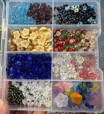 Restposten Blumenperlen Glas Schmuckherstellung bunt Würfel Braut Basteln