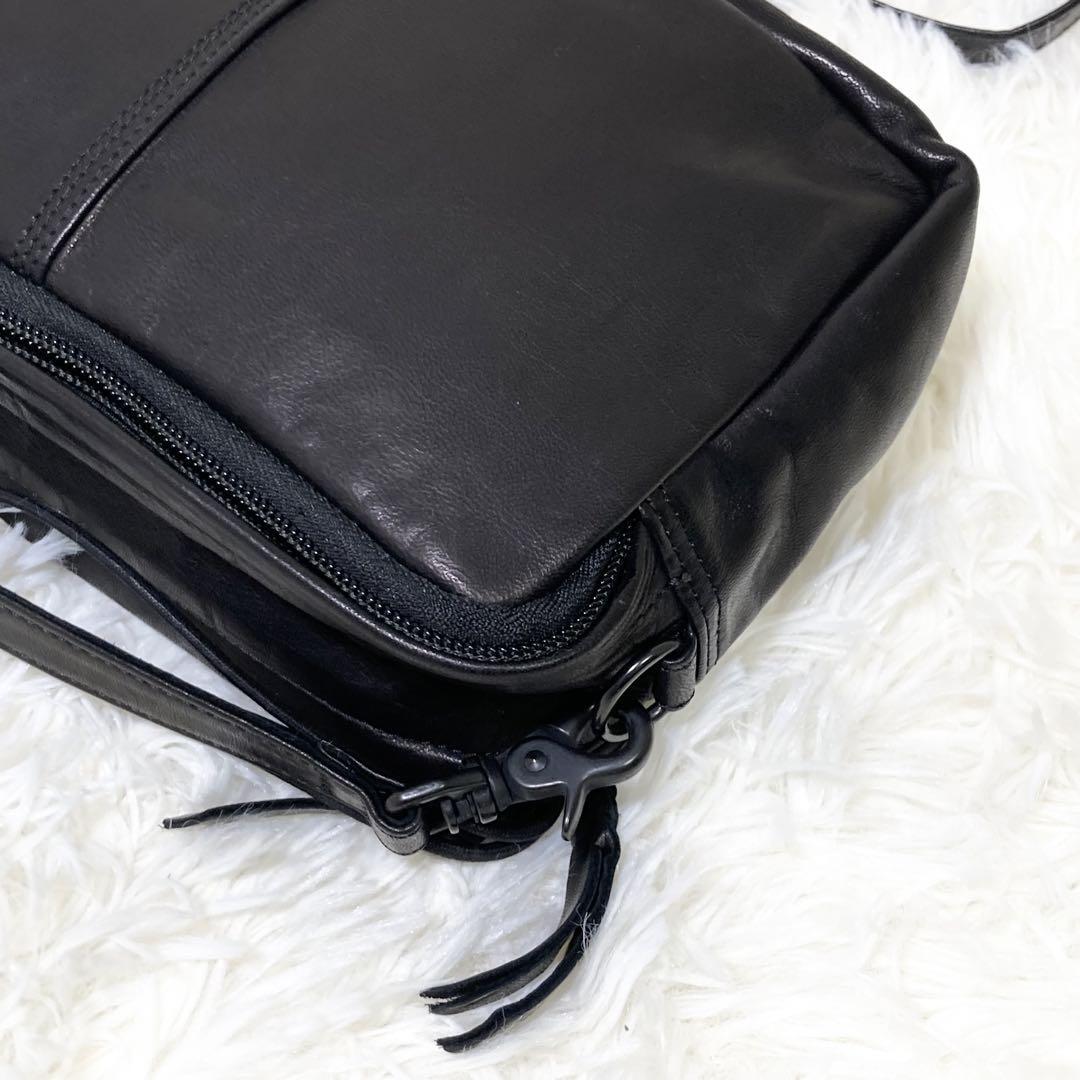 PORTER Shoulder Bag with Mini Pouch Leather Black Used Japan PORTER Shoulder Bag with Mini Pouch Leather Black Used Japan