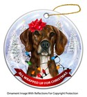 All Wrapped Up Ornament - Brindle and White Plott Hound