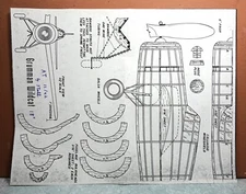 GRUMMAN WILDCAT F4F-4 BALSA FREE FLIGHT MODEL AIRPLANE PLANS 18" WINGSPAN
