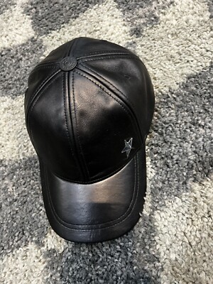 IN HAND Mugler x H&M Leather Fitted Baseball Cap Black US  display picture 2
