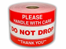 3x5 Do Not Drop Labels Handle with Care Thank You Adhesive Sticker (1) RL of 500