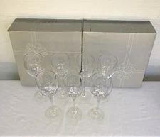VINTAGE HAND BLOWN TOSCANY COLLECTION SET OF 7 CLEAR WINE GLASSES 9 OZ