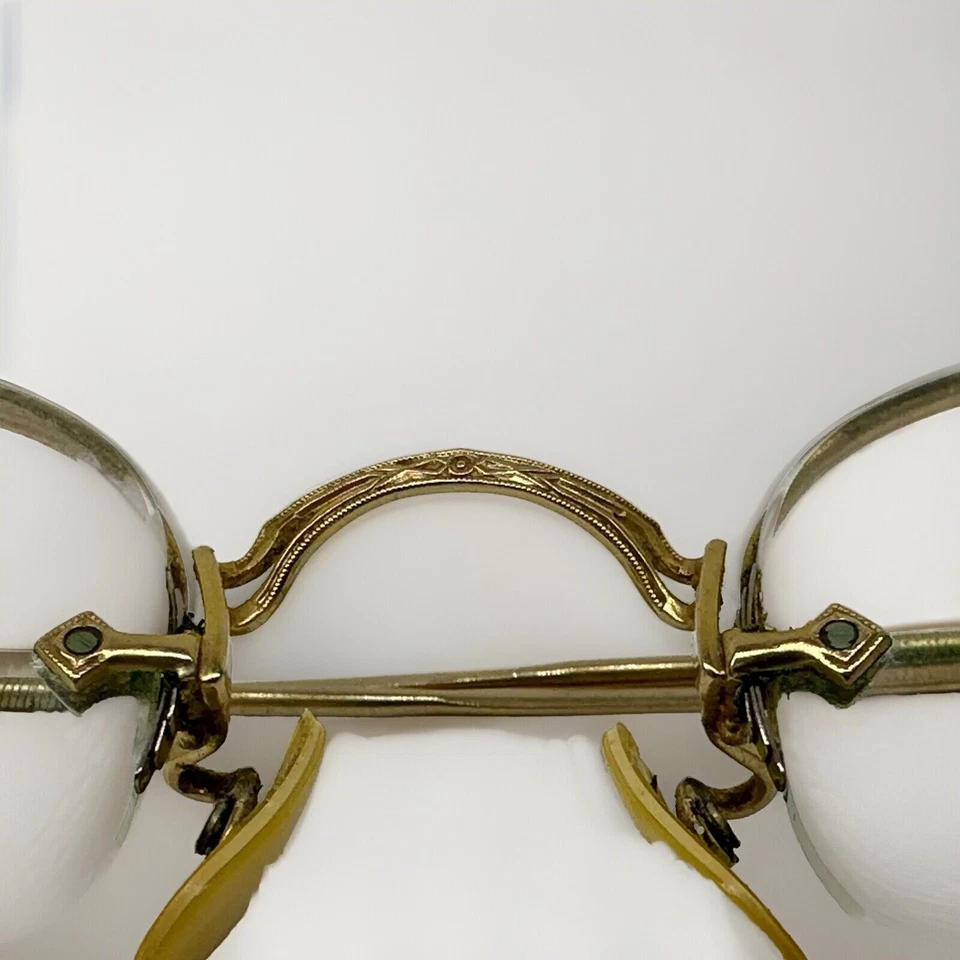 Óculos Pince-Nez vintage folheados a ouro com estojo - Dr. A.W. Montgomery, Texas - Imagem 3 de 4
