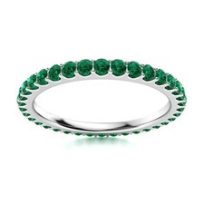 2 MM Round Natural Emerald 925 Sterling Silver Full Eternity Wedding Band Ring