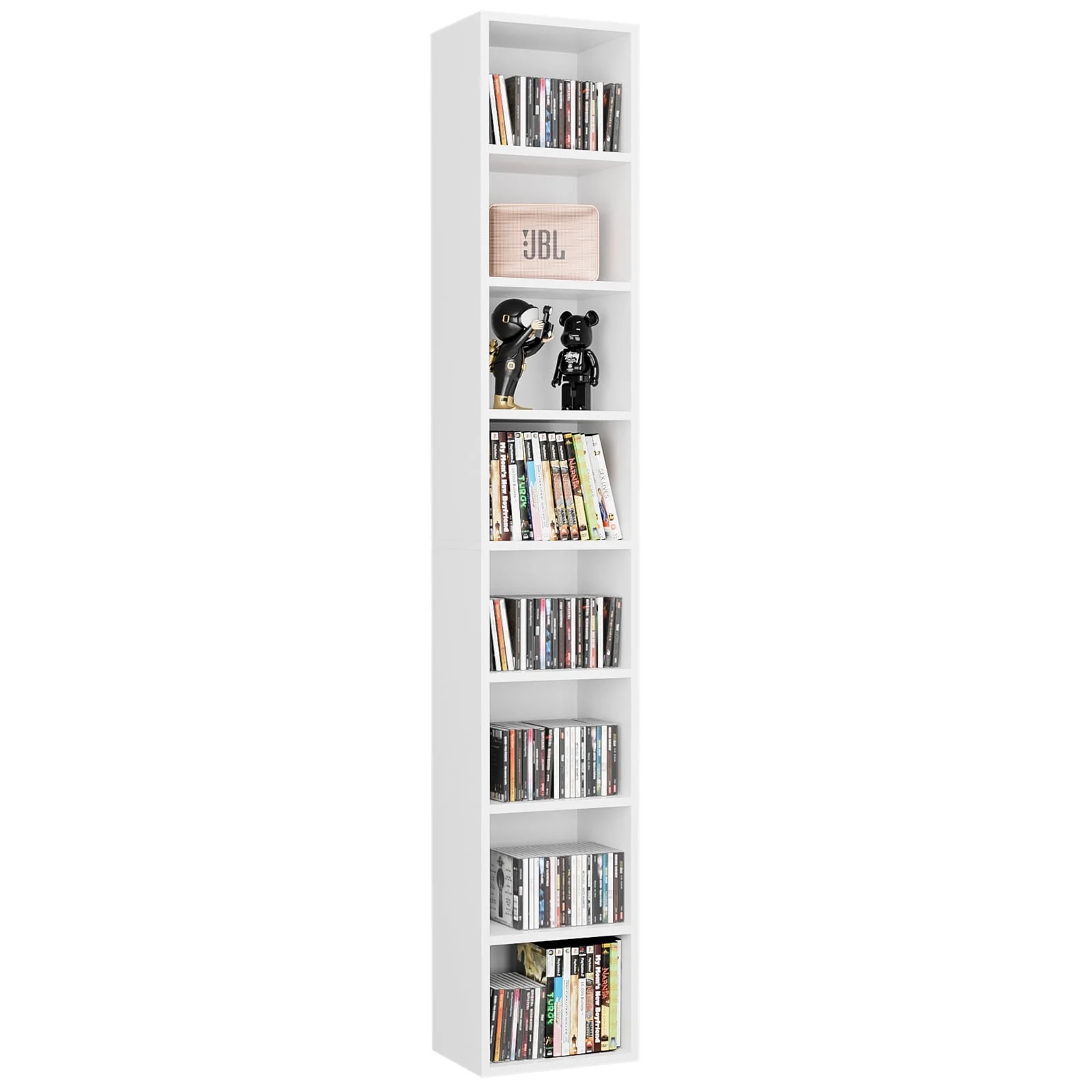 8-shelf Media Cd Dvd Storage Unit 4 Adjustable Shelves