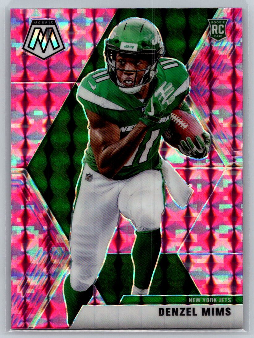 2020  Panini Mosaic #225 Denzel Mims Mosaic Camo Pink RC JETS (A)