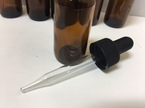 2oz Amber Glass Bottles Glass Eye Dropper Dispenser Oils Travel Aromatherapy 6pk
