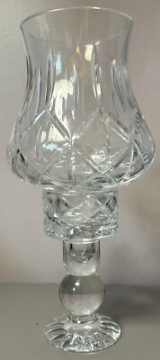 Block Crystal OLYMPIC Glass Hurricane Lamp & Globe 11 1/2'' Two Piece