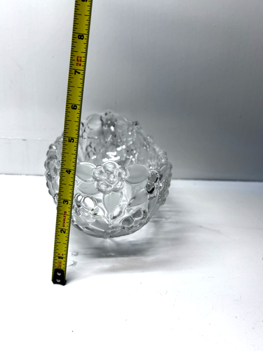 Vintage Carmen Satiniert Walther Crystal Bowl Boat Shape Germany 11" long - Picture 9 of 11