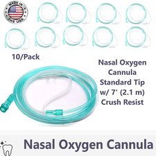 BOX OF 10 TEN 7FT Adult Flexible Tip Soft Nasal Oxygen Cannulas Green