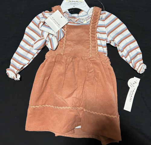 Tahari Baby infants Girl's 2 Piece Dress/Long Sleeve Outfit, Size. 12 Months