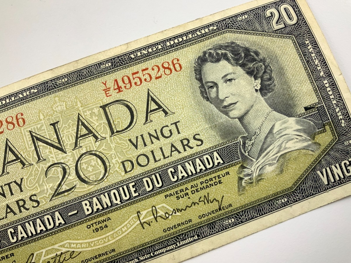 1954 Canada 20 Dollars Circulated Banknote YE Prefix Beattie