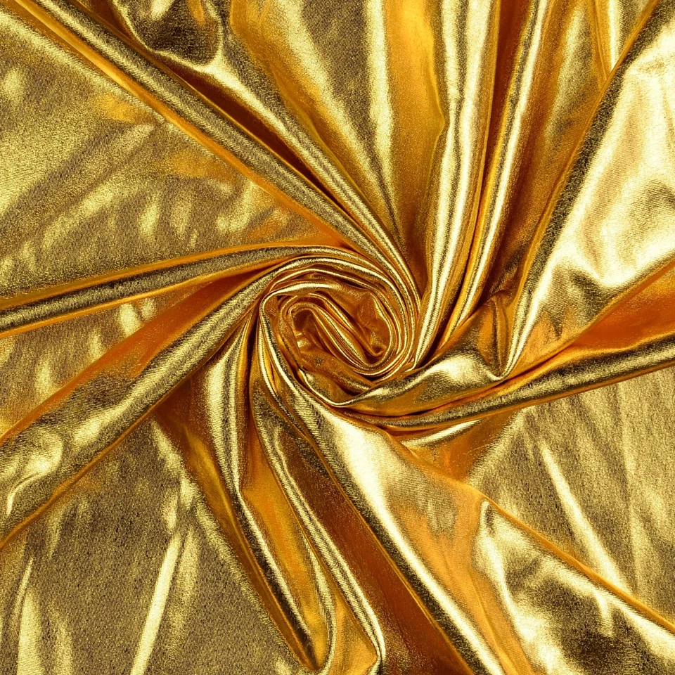 FOLIENJERSEY Jersey Stoff glitzernd elastisch extravagant GOLD EUR 11,98/m - Bild 1 von 1