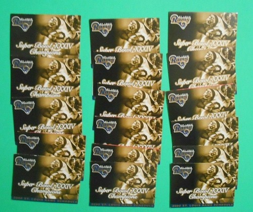 2000 St Louis Rams NFL Schedule Lot Of 17 Super Bowl XXXIV Champions 