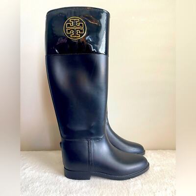 Tory Burch  Black  X Aigle Boots Sz 8B
