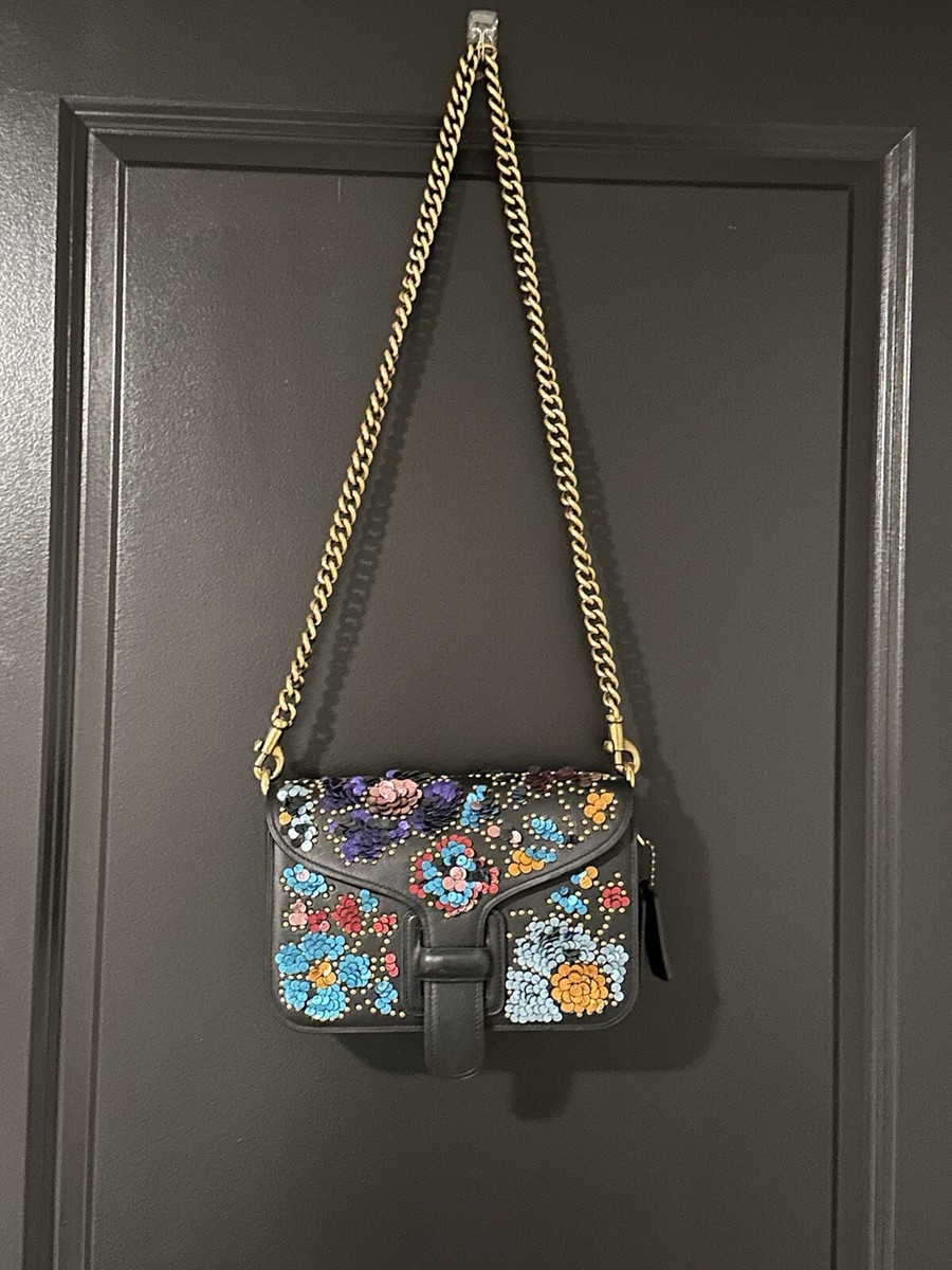 Coach Rodarte Crossbody Leather Sequins Courier Black Handbag