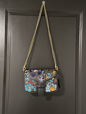 Coach Rodarte Crossbody Leather Sequins Courier Black Handbag