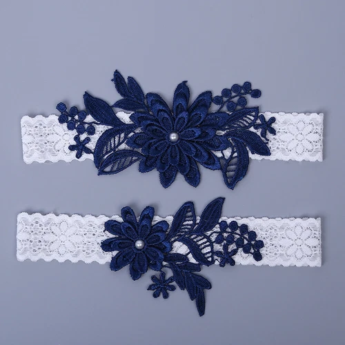 Bella giarrettiera da sposa in pizzo floreale fiori ricamati anello gamba cintura 10 colori - Foto 15 di 30