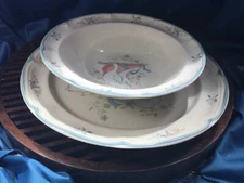 2 pc Vintage International China Marmalade Geese chop plate serving bowl READ