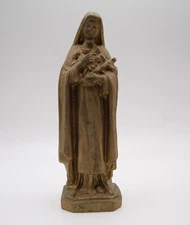 St. Therese Of Lisieux Bronze Statue with Crucifix and Flowers