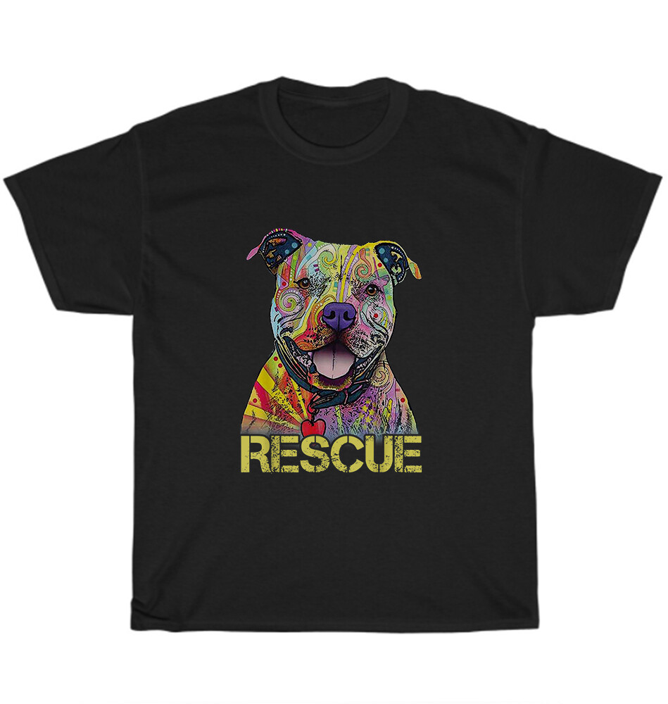 Rescue Dog Colorfull Pitbull Puppy Dog Adopt Don't Shop T-Shirt Unisex Tee  Gift