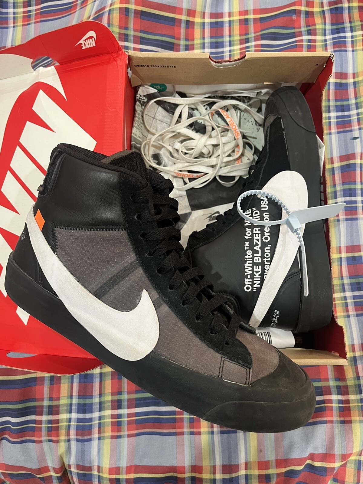 OFF WHITE X NIKE Nike Blazer Mid x BIANCO SPORCO ""Grim Reapers"" taglia 10 2018 indossate leggermente og tutte