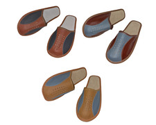 Leather slippers for men Natural leather insole Handmade 3 colours Comfort
