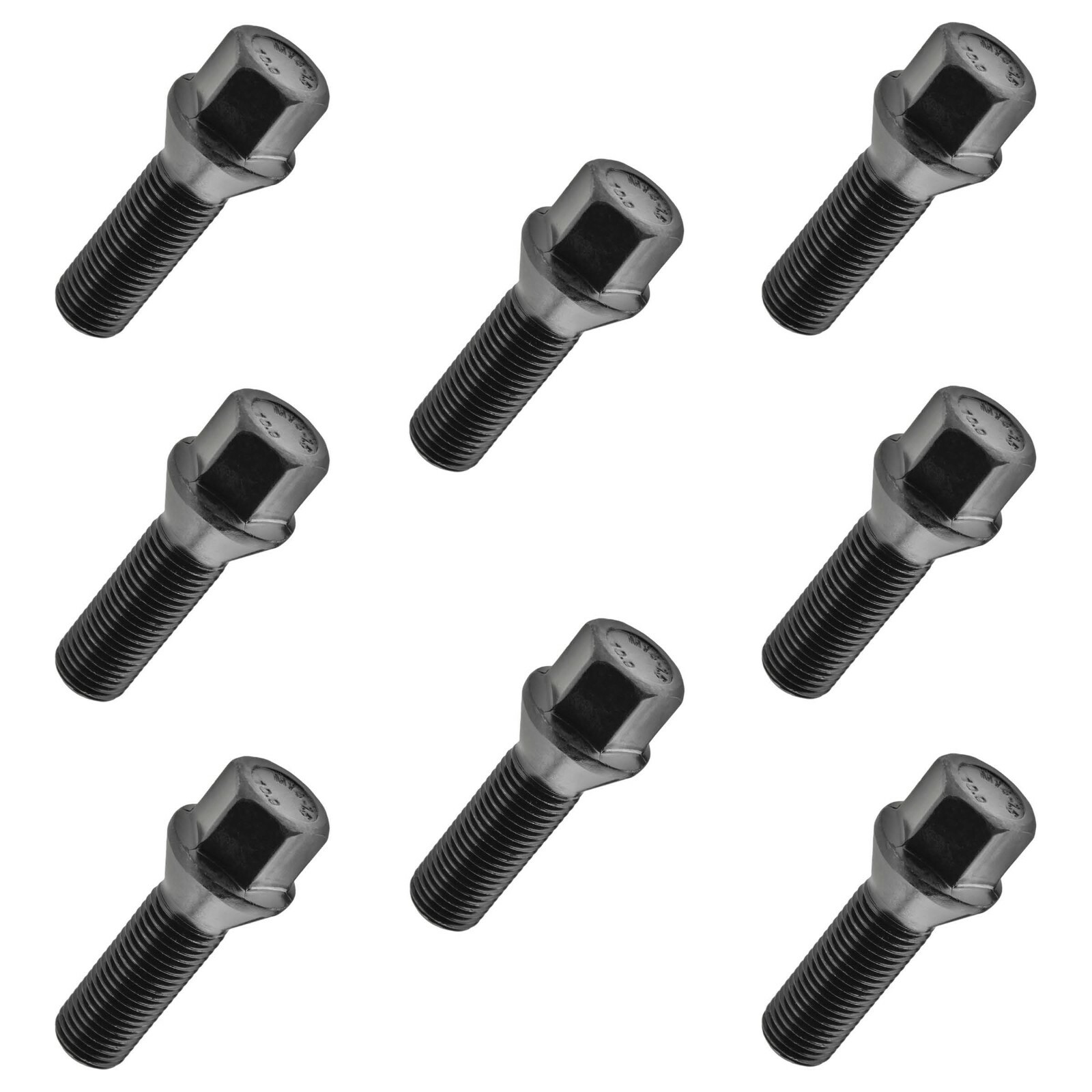10 Radschrauben M12x1,5x34mm Schwarz - Kegelbund SW17 Für Alufelgen