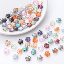 20pcs Flower Shape 10mm Glossy Faceted Colorful Plated Crystal Glass Loose Beads