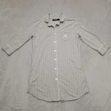 Lauren Ralph Lauren Shirt Women Small Gray Stripe Baseball Jersey 3/4 Sleeve