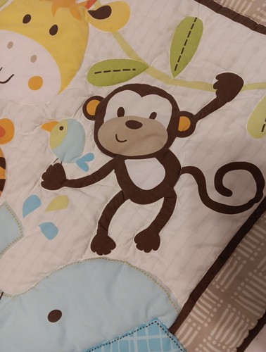 Cribmate Jungle Animals Quilt Bedding Baby Blanket 31.5" X 41.5" Monkey Giraffe - Picture 6 of 15