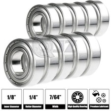 10x FR144ZZ 1/8" x 1/4" x 7/64" Metal Shielded Ball Bearing Flanged Bearing