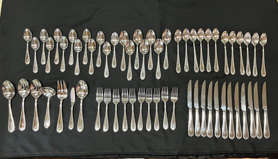 Reed & Barton DOMAIN 61 Pcs 18/10 Stainless Flatware Steak Knives & Serving Pcs