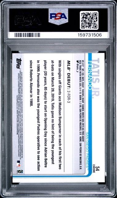 Fernando Tatis Jr. 2019 Topps Chrome UPDATE #54 PSA 10 GEM MT RC view 2