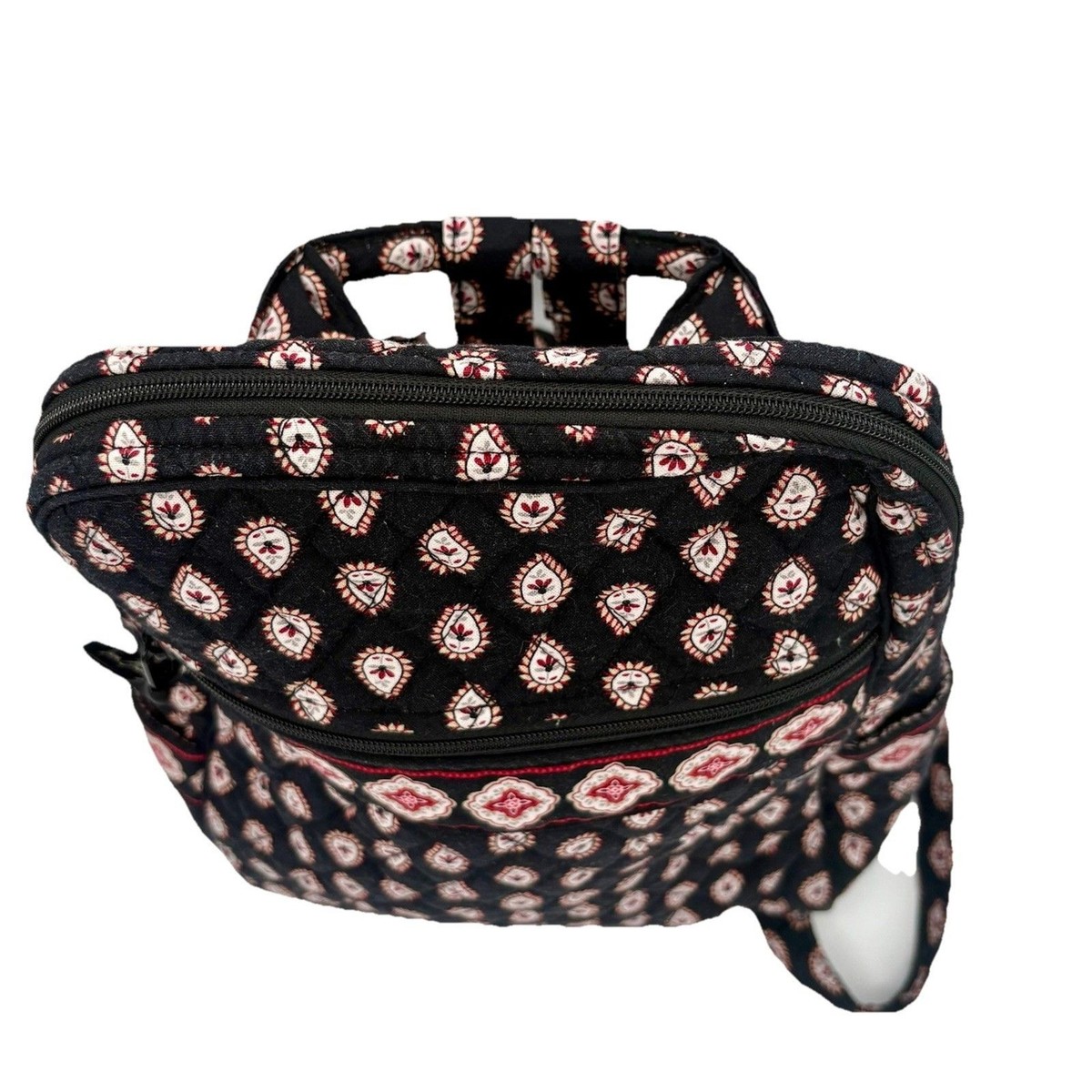 Vera Bradley Classic Black Red Paisley Medium Backpack Bag  display picture 1