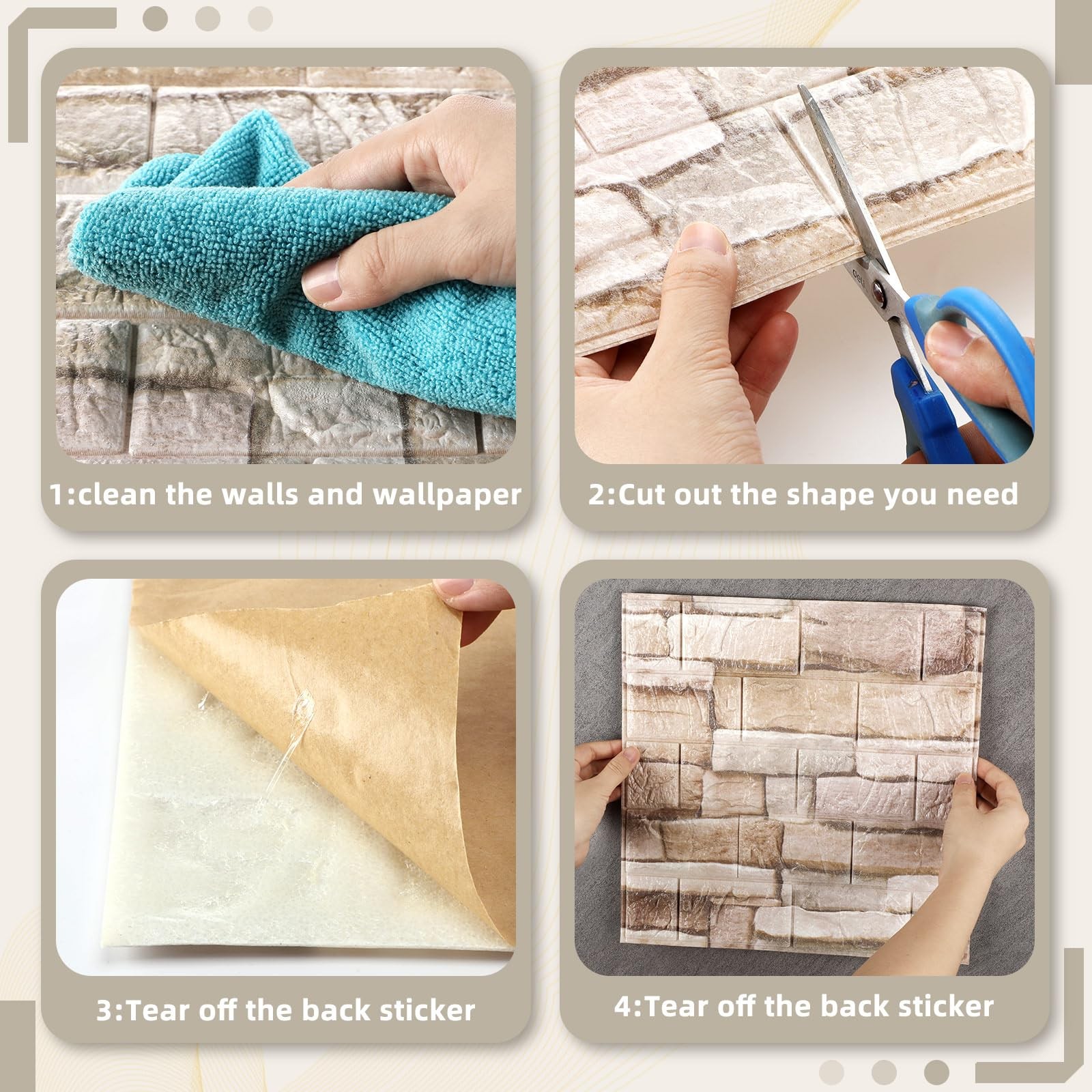 Colarr 60 Pcs 58 Sq Ft 3D Wall Panels Peel and Stick Brick Color | eBay