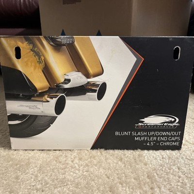 Screaming Eagle Blunt Slash Up/Down/Out Muffler End Caps (Chrome)￼