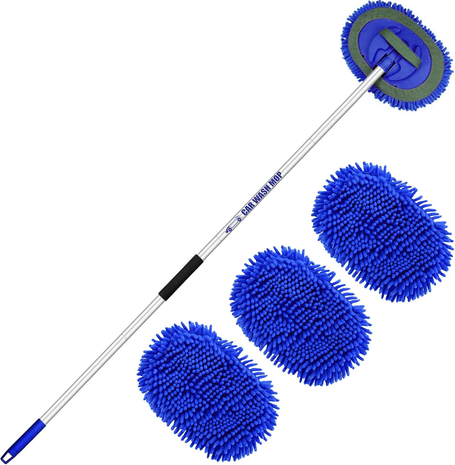 160Cm 63" Spazzola Lavaggio Auto Con Manico Telescopico Microfibra Spazzolone Pu