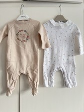 Baby Girls 0-3 Months Babygrow Sleepsuit Bundle Knitted Flowers Mamas & Papas