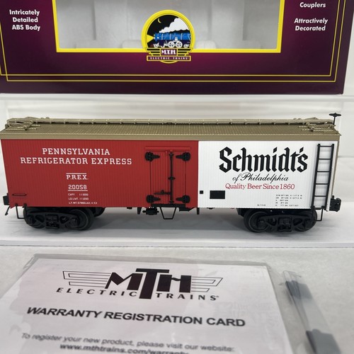 MTH Premier 20-94487 Schmidt’s of Philly 36’ Woodsided Beer Reefer O NEW #20058 - Picture 3 of 15