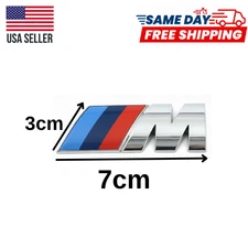 BMW GLOSS  SILVER M-SPORT M-TECH 7CM X 3CM FENDER TRUNK EMBLEM BADGE