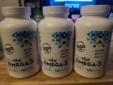 ✅3 Lot Plant Vital Omega-3 Fish Oil 360 Vegan Tabs Superfoods Probiotic BB 03/26