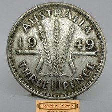 1949 Australia Silver 3 Pence - #C54885NQ